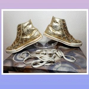 💫Gold high top Converse💫